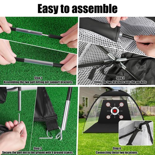 10x7FT Golf Hitting Net with Practice Mat – Complete Set for Backyard & Indoor Use | Includes Golf Balls, Rubber Tee, Carry Bag, Ground Stakes | Durable, Easy Setup, Ideal Gift for Golfers