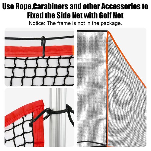 7x7ft 1Pcs Nylon Side Net Golf Accessory with 1 Sang Bag, Easy to Install Side Net for Golf Nets and Simulator Premium Sports Net Hitting Nets (Red)