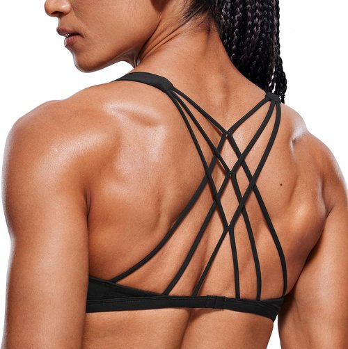 CRZ YOGA Criss Cross Sports Bra - Wireless Medium Support Cami for Yoga & Gym Workouts