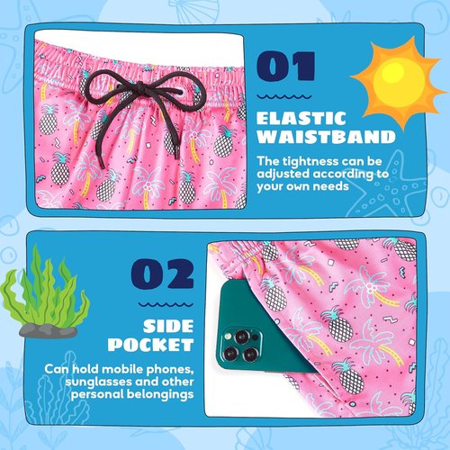 FT FENTENG Boys Swim Trunks - Quick Dry 2-in-1 Swim Shorts with Compression Liner | Sizes 4-17 Years