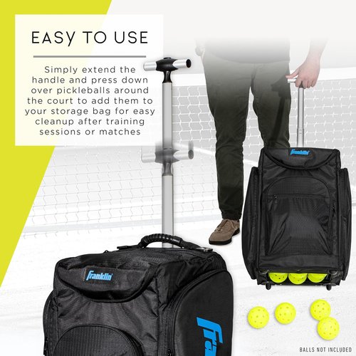 Franklin Sports Portable Pickleball Hopper Bag - 100 Ball Rolling Caddy & Storage Solution