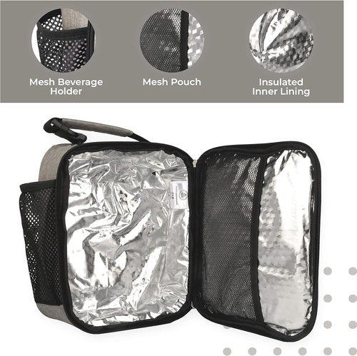 Healthy Packers Slim Ice Packs - Long Lasting Insulated Lunch Bag in Light Grey
