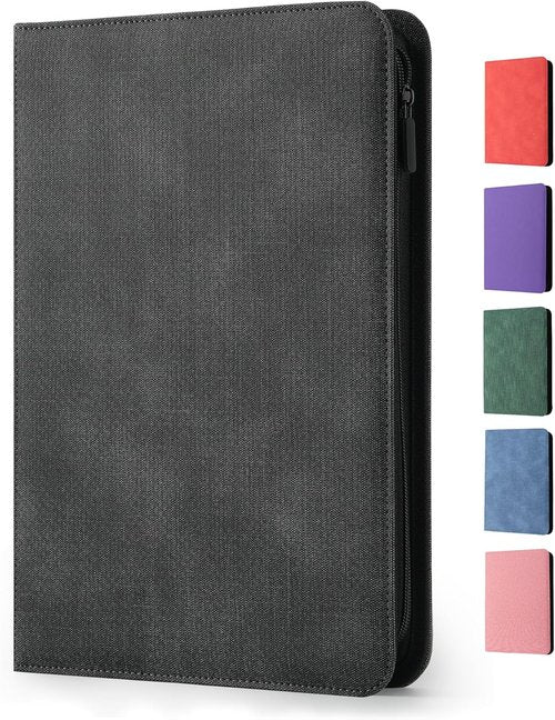 Card Binder 9 Pocket - Premium Durable Album for 360 Cards | Side-Loading Zipper Design, Black
