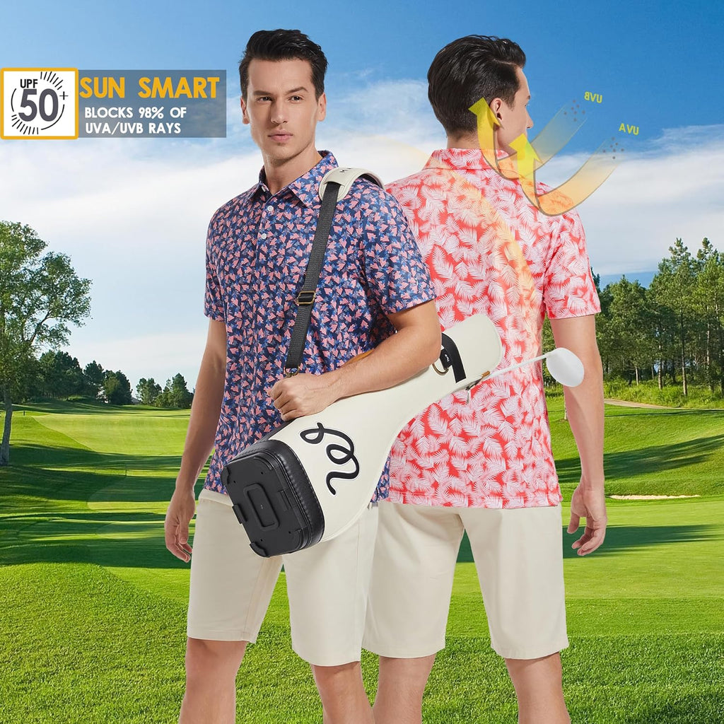 Skiennix Men's Golf Shirt - Moisture-Wicking Dry Fit Performance Polo | Short Sleeve, Stylish Print