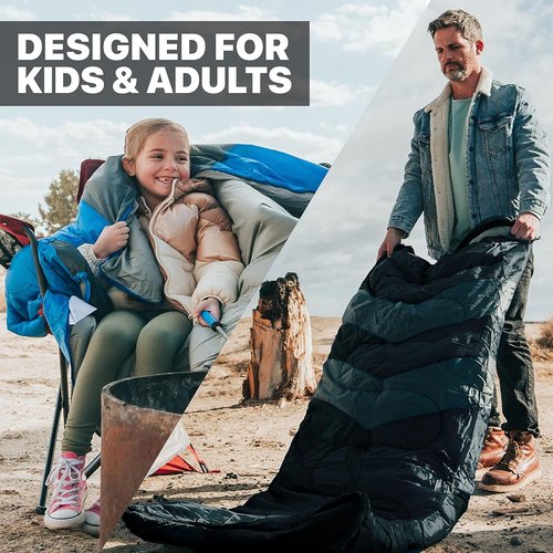MalloMe Sleeping Bags - Cold Weather Backpacking & Camping Gear for Kids 10-12 | Lightweight & Compact