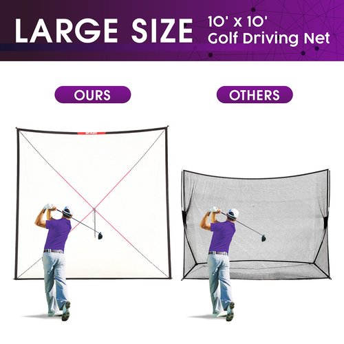 Net-Playz Golf Practice Net Hitting Net 10ft - Home Driving Range, Swing Training Aids, Big Size Auto Ball Return, Portable, Black