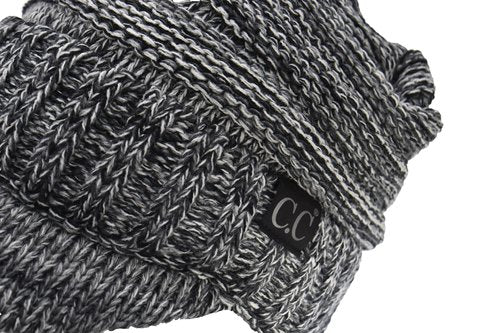 C.C Trendy Warm Oversized Chunky Soft Oversized Ribbed Slouchy Knit Hat with Visor Brim (Black Mix)