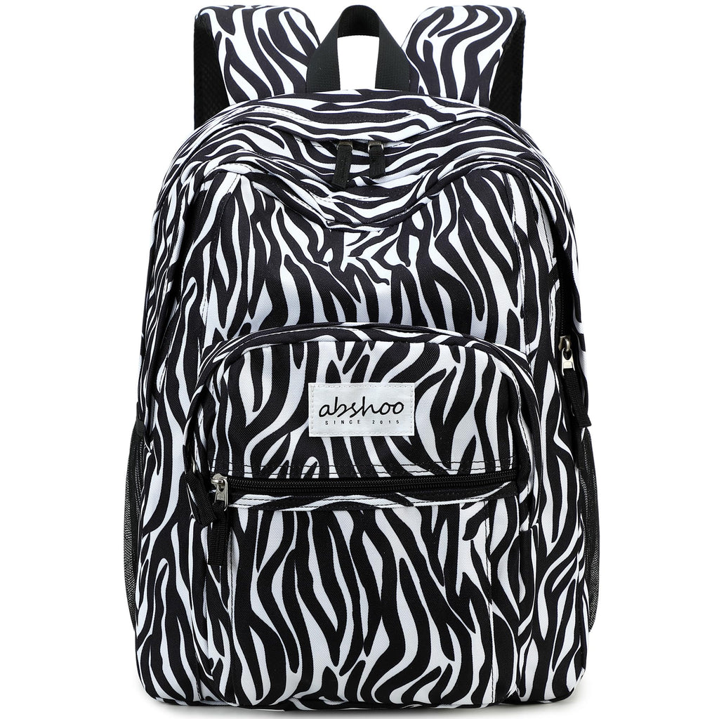 abshoo Classical Basic Zebra Print Womens School Backpack For College Teen Girls Water Resistant Bookbag (Zebra Black)