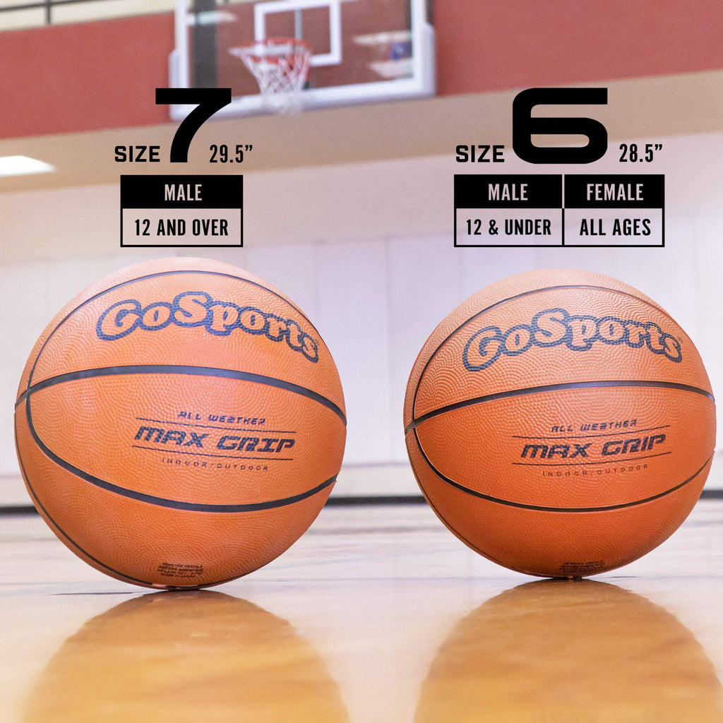 GoSports Indoor/Outdoor Rubber Basketballs - Six Pack of Size 7 Balls with Pump & Carrying Bag