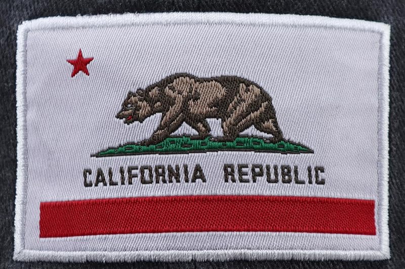 California State Flag Patch Hat – California Bear Baseball Cap, Black, One Size