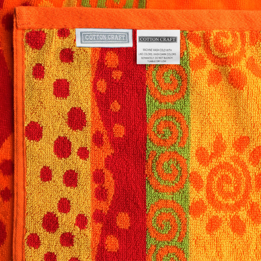 COTTON CRAFT Hooded Beach Towel – Oversized 39 x 68 Towel with Hood for Adults - 100% Cotton Velour Terry Jacquard Towel - Pool Bath Wrap - 450 GSM Soft Absorbent Quick Dry – Sunshine Orange Yellow