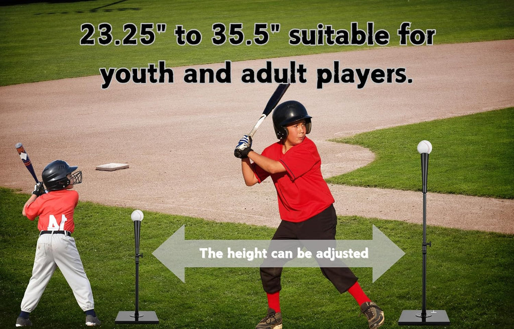 Skiennix Portable Batting Tee - Heavy Duty Adjustable Height 23.25"-35.5" for Kids & Youth Baseball/Softball