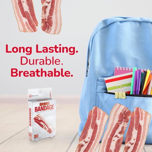 BioSwiss Bacon Shaped Bandages - Latex Free Self-Adhesive Wound Care | 24 Count Sterile Set