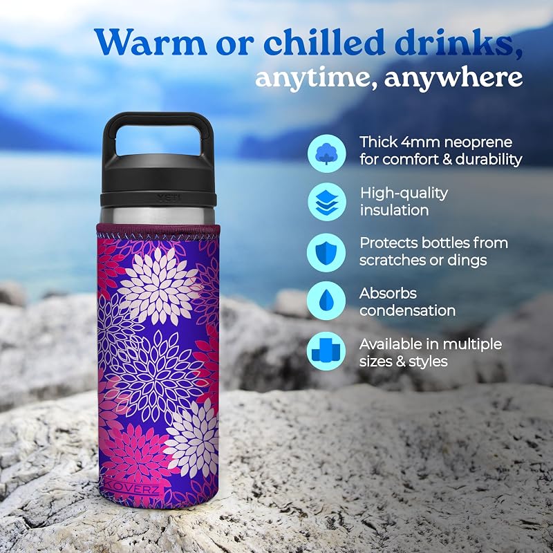 Paisley Koverz Water Bottle Carrier with Shoulder Strap - 24-30 oz (Variation: Paisley w/Strap+Large 24-30 oz)