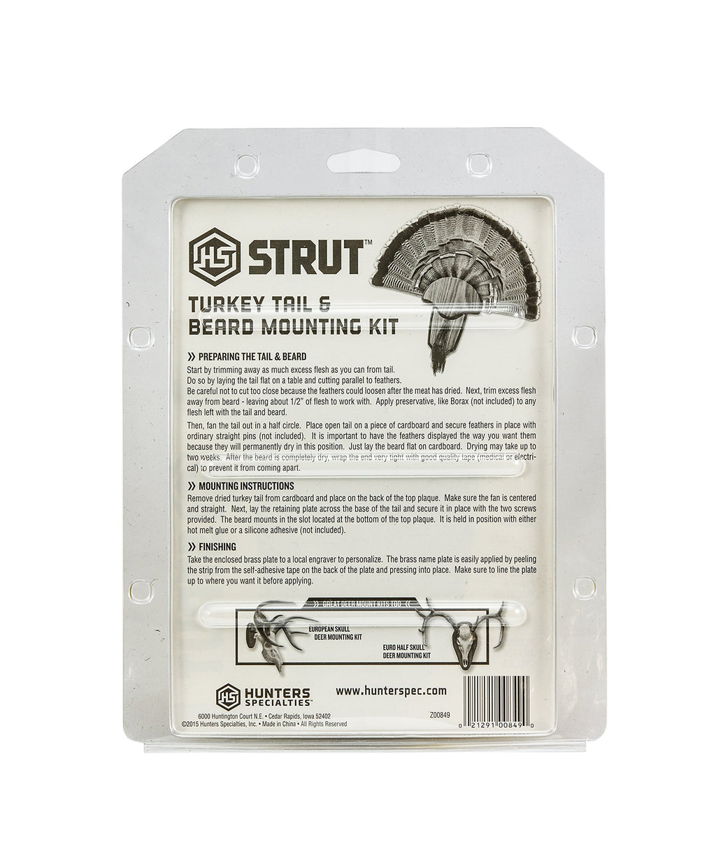 HUNTERS SPECIALTIES Strut Turkey Tail & Beard Mounting Kit - Durable Easy To Assemble Trophy Mount Kit With Hardware Included