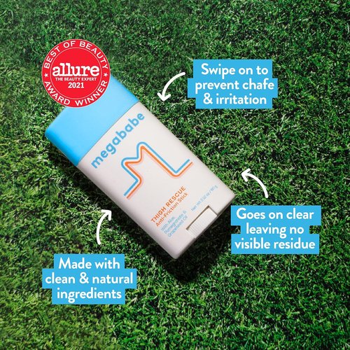 Megababe Anti-Chafe Bundle - Thigh Rescue Stick 2.12 oz & Travel Size 0.81 oz for Ultimate Comfort