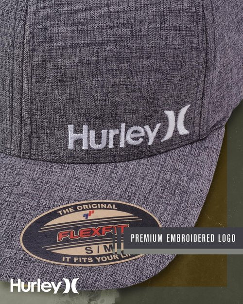 Hurley Mens Baseball Cap - Moisture Wicking Flexfit Curved Bill Fitted Baseball Hats for Men, Size Small-Medium, Light Grey