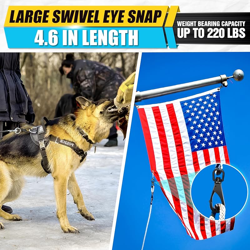 [4.62"] Swivel Eye Snaps 304 Stainless Steel 220LBS Heavy Duty (2Pcs) - Extra Sturdy