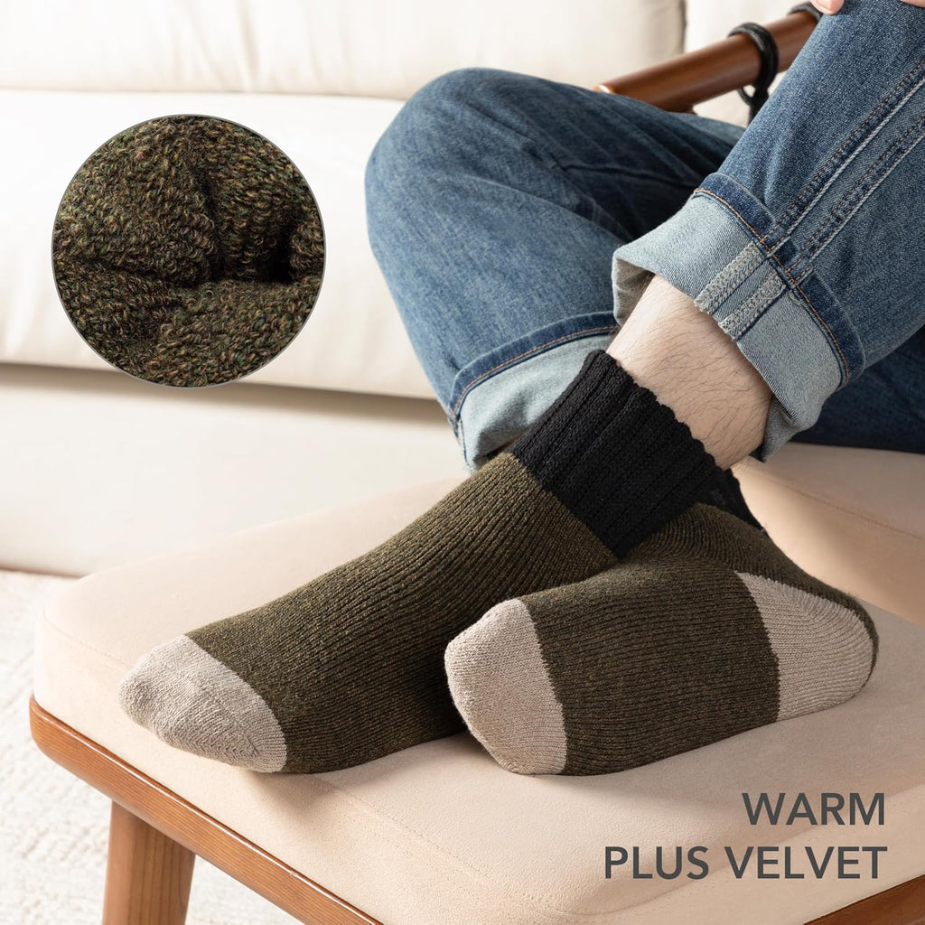RockDove Men's Crew Socks - Thick Knit Wool Blend for Ultimate Comfort and Warmth