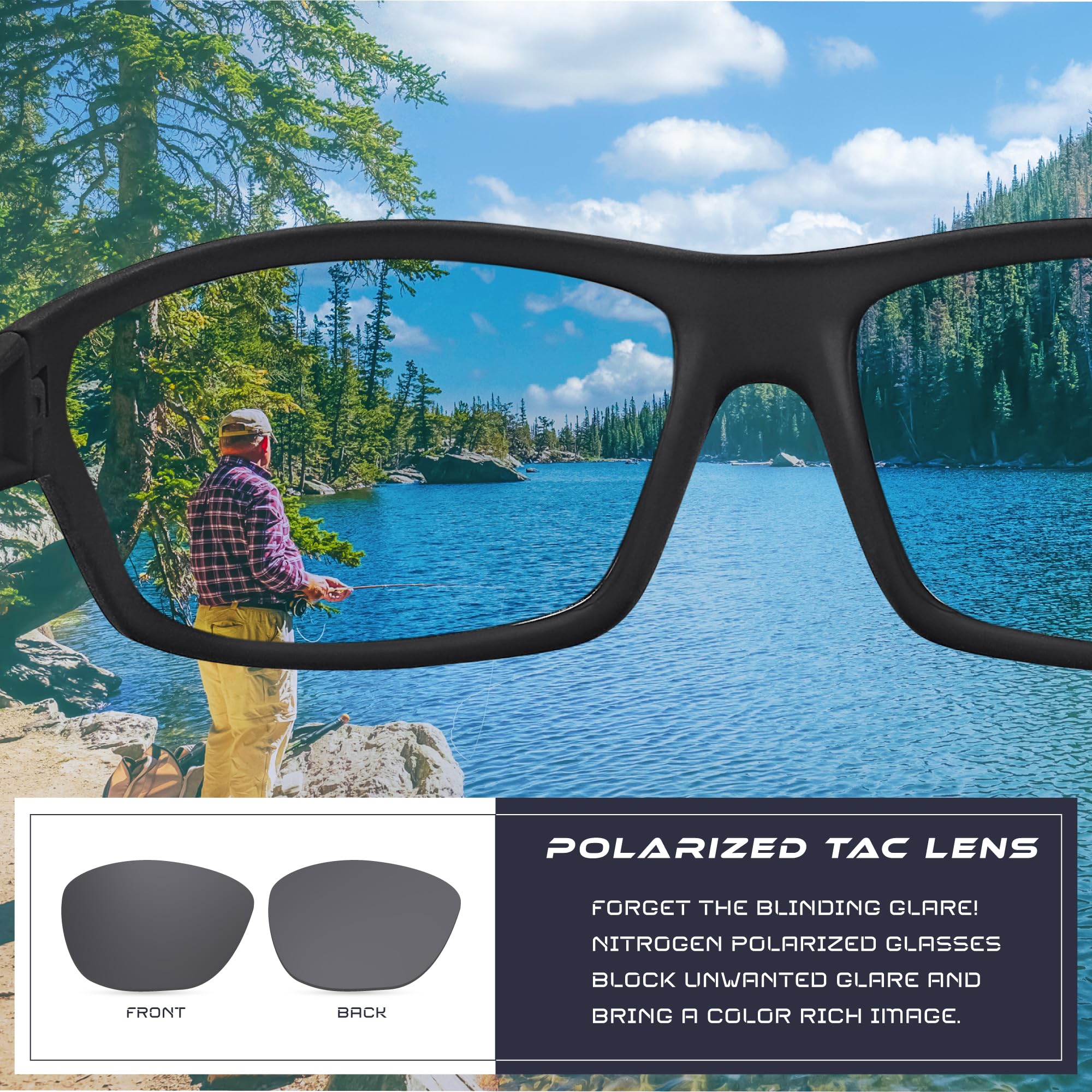 Nitrogen Polarized Wrap Around Sport Sunglasses for Men Women UV400 Driving Fishing Running Sun Glasses
