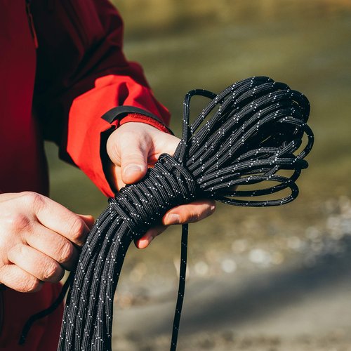 GEAR AID 1100 Paracord and Carabiner, 5.5 mm Heavy-Duty Cord for Camping and Survival Black Reflective, 100 ft