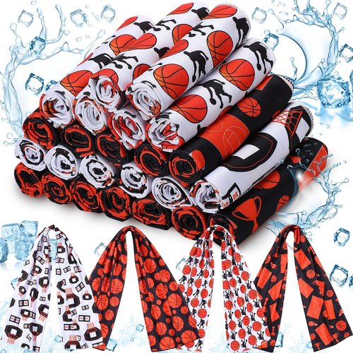 FuWeave 24 Count Basketball Cooling Towel 40 x 12 Inch Breathable Sport Cooling Towel Microfiber Fast Drying Basketball Team Gifts for Athletes Yoga Gym Camping Running