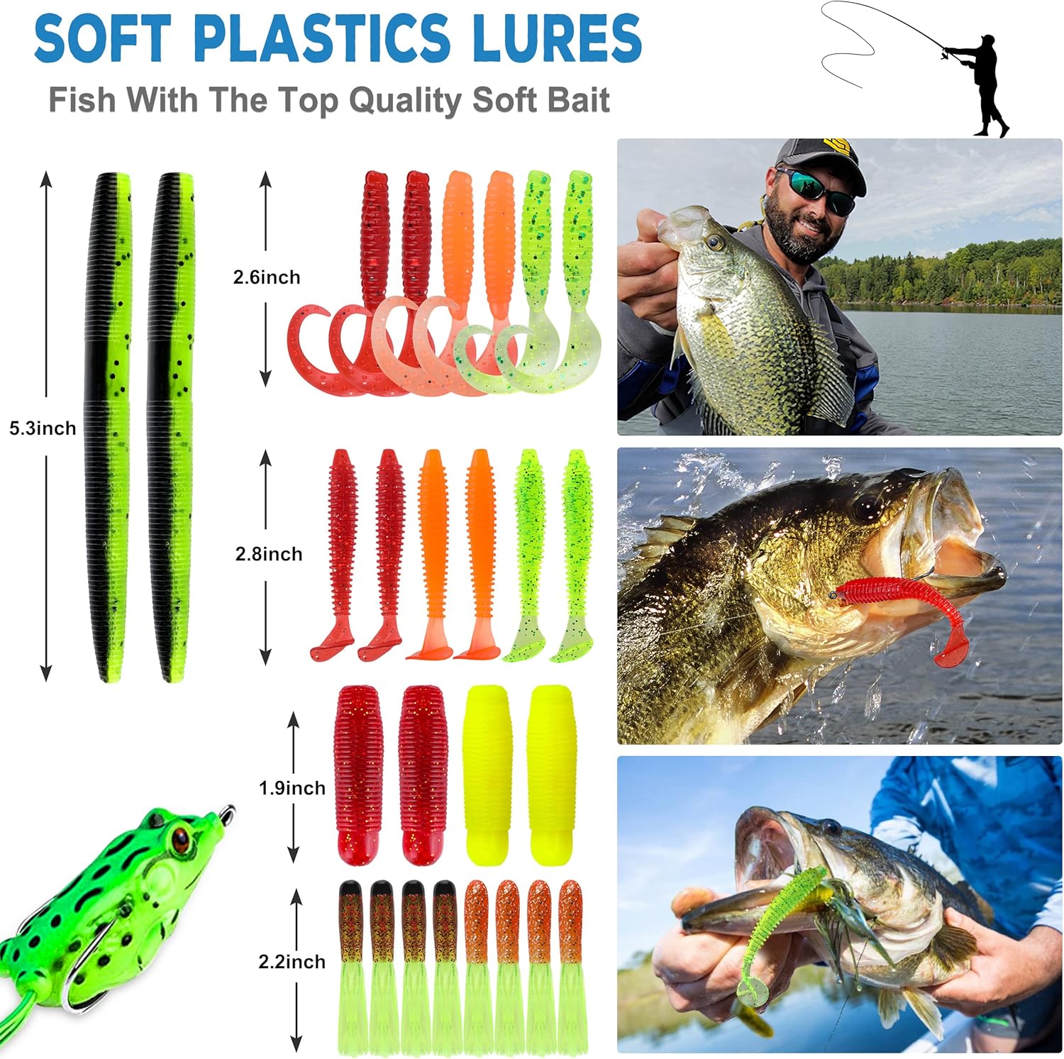 PLUSINNO Fishing Lures Tackle Box - Complete Fishing Accessories Kit for Bass & Trout, Saltwater & Freshwater