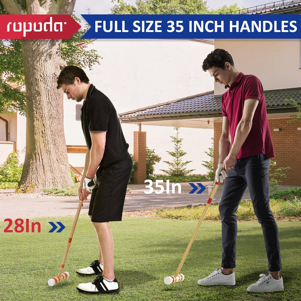Ropoda 35-Inch Croquet Set - Updated Six-Player Design with Wooden Mallets & Colorful Balls | Ideal for Lawn, Backyard & Park Fun