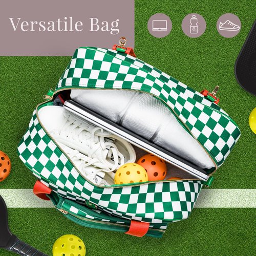 Funlob Pickleball Bag for Women & Men 3-in-1 Neoprene Pickleball Bag Pickelball gift for Women with Paddle Cover, Pockets & Fence Hooks, Water-Resistant Neoprene Crossbody Bag Tote bags for Women