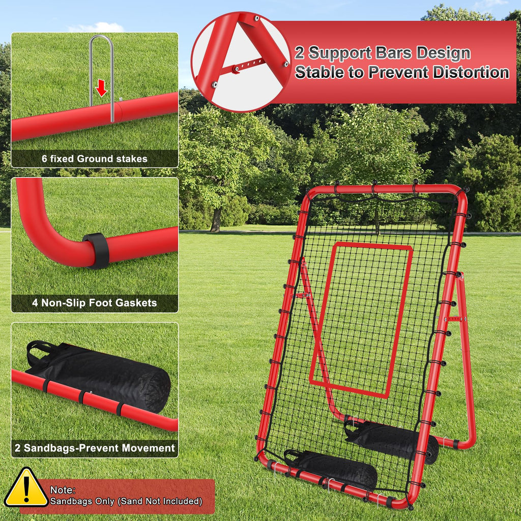 TomCare 7x4FT Volleyball Rebounder Net Bounce Back Training Equipment with 5 Adjustable Angles Volleyball Practice Net for Bumping & Spiking Portable & Steady Indoor Outdoor Rebound with Sandbags