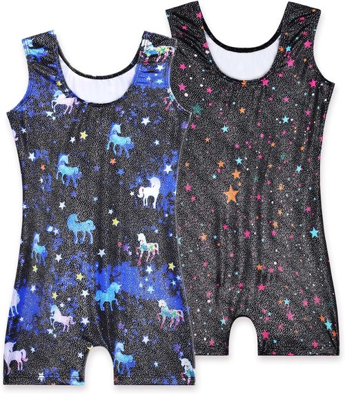 Leotard for Girls by [Brand Name] - Sparkly Gymnastics Unitard with Shorts | Sleeveless One-Piece