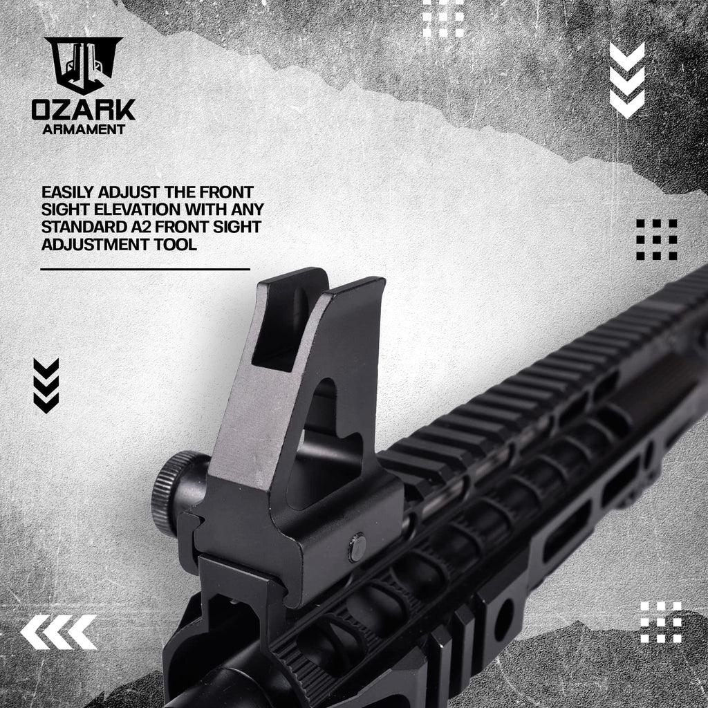 OZARK ARMAMENT A2 Front Sight - Gas Block Height Fixed Iron Sights - All Metal Rifle Sights - Gun Sights Designed to Mount on Picatinny Iron Sight Rail