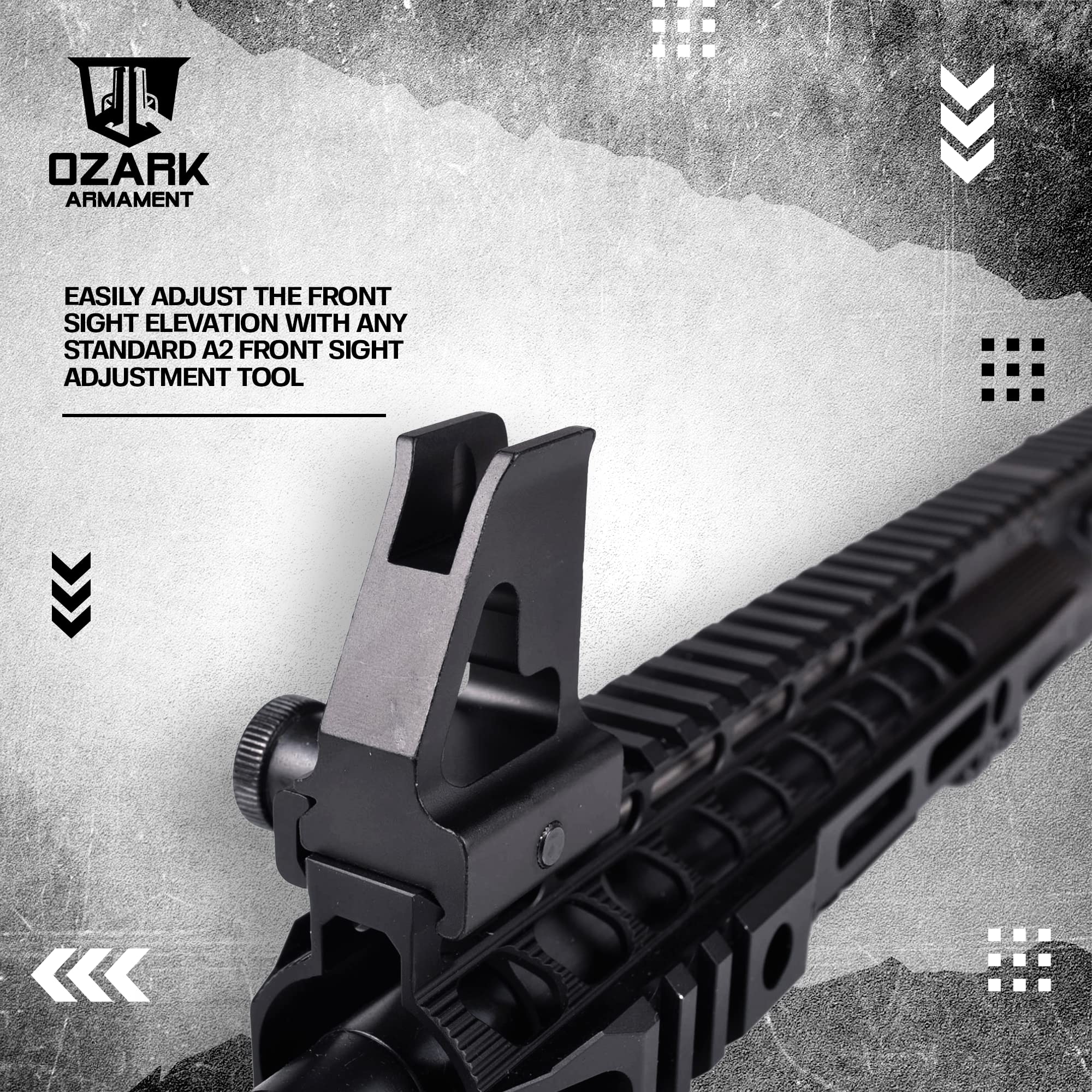 OZARK ARMAMENT A2 Front Sight - Gas Block Height Fixed Iron Sights - All Metal Rifle Sights - Gun Sights Designed to Mount on Picatinny Iron Sight Rail