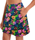 Oyamiki Women's Active Athletic Skort Lightweight Tennis Skirt Perfect for Running Training Sports Golf D08 Pink Yellow Floral L