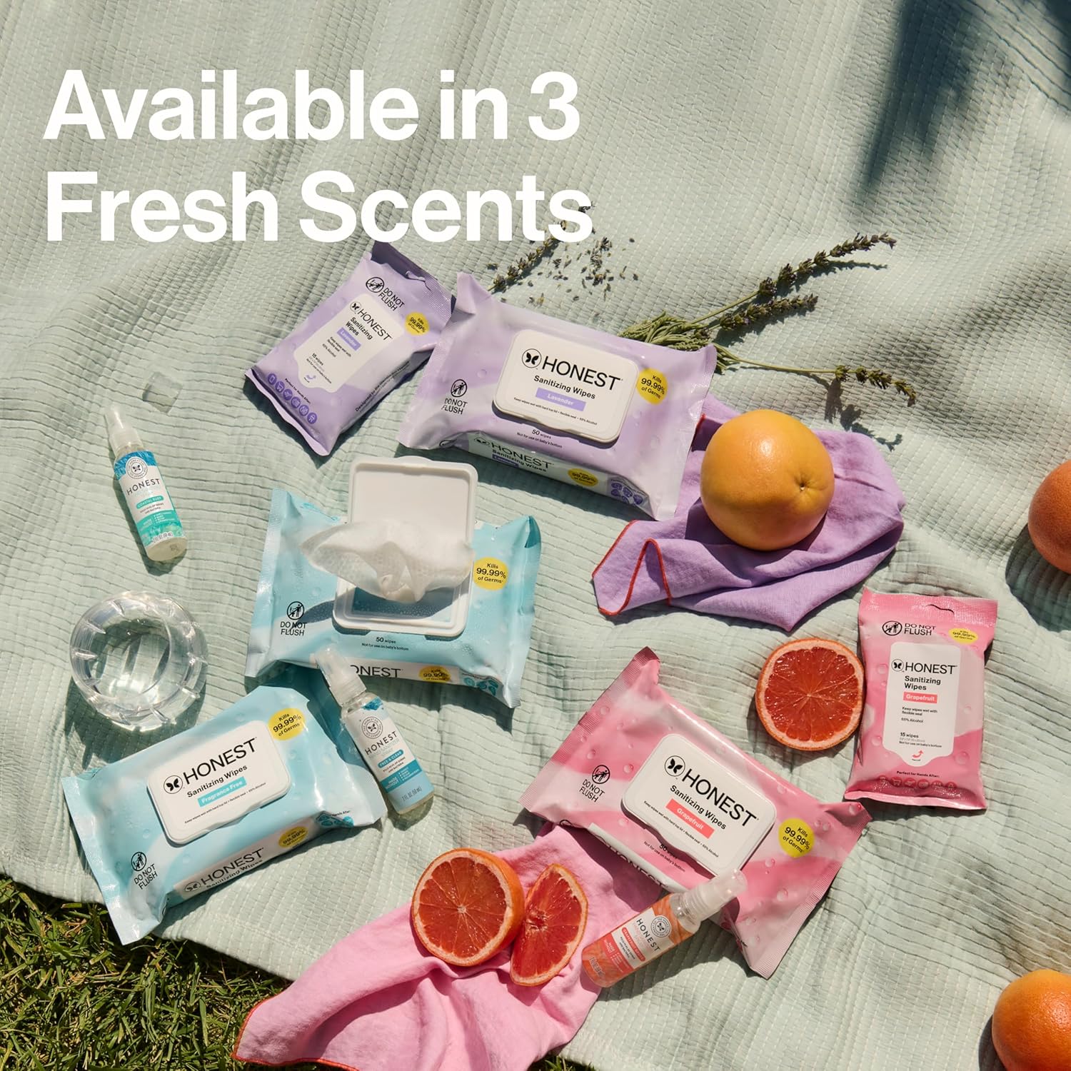 The Honest Company Fragrance-Free Alcohol Wipes - Antibacterial with Aloe, 150 Count, Kills 99% of Germs