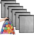 PLULON Mesh Laundry Bags - 6 Pcs Drawstring Nylon Bags for Pool, Beach, and Gym Storage | 18 x 12 Inch (Black)