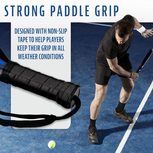 Franklin Sports Padel Racket - Aurora - Carbon Fiber Diamond Shape Padel Racket with Foam Core + MAX Grit Surface - 365g - Premium for Intermediate + Advanced Players - Blue