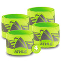Athlé Reflective Bands 4 Pack – Adjustable 16" Neon Yellow Straps for Wrist, Arm and Ankle - High Visibility Safety Gear for Running, Jogging, Cycling and Biking