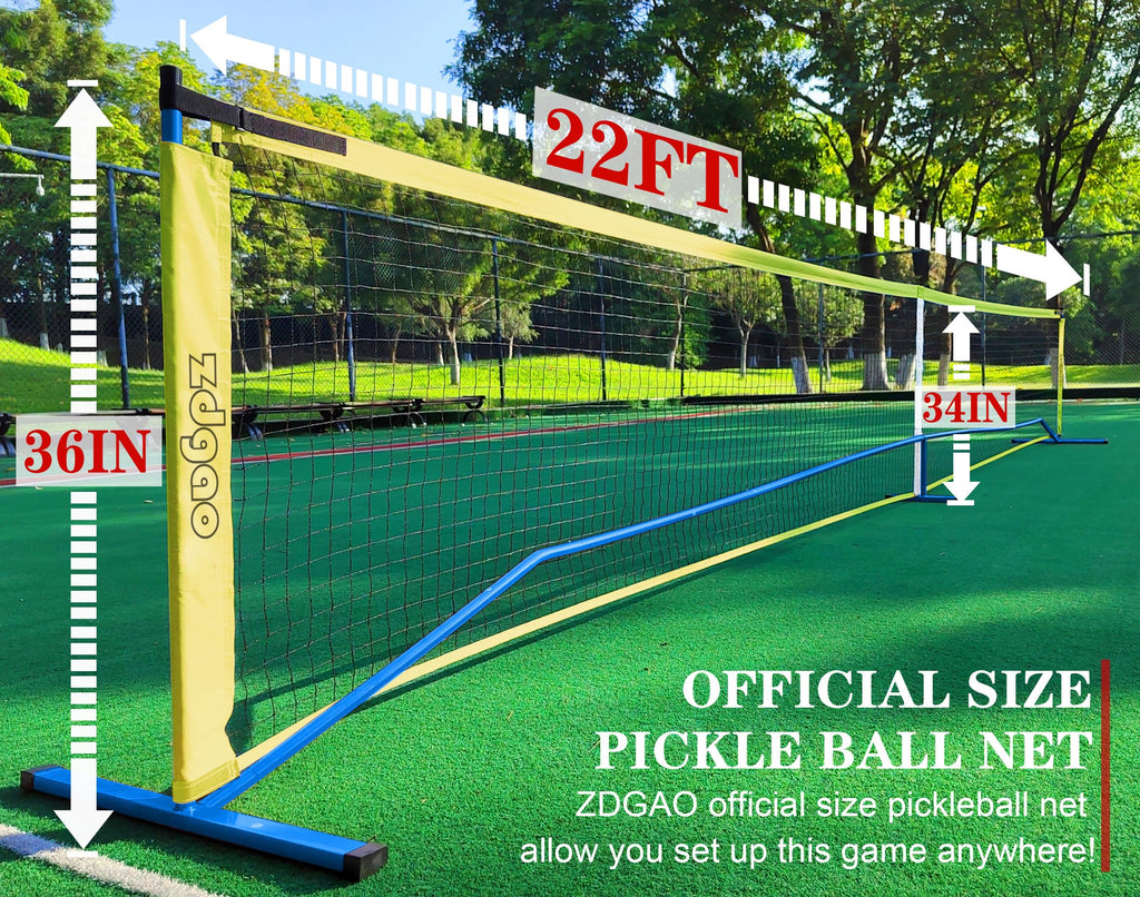 Zdgao Pickleball Nets Portable Outdoor Pickle Ball Set with 4 Wooden Pickleball Paddles, 4 Pickle Balls and Court Marking Kit, Regulation Size Pickleball Net with Carrying Bag for Backyard, Driveway