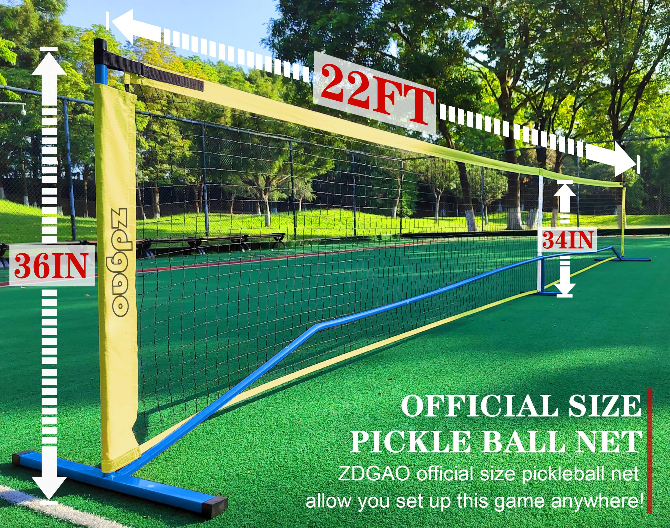 Zdgao Pickleball Nets Portable Outdoor Pickle Ball Set with 4 Wooden Pickleball Paddles, 4 Pickle Balls and Court Marking Kit, Regulation Size Pickleball Net with Carrying Bag for Backyard, Driveway