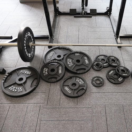 Fitvids Olympic Weight Plates - 2-Inch Cast Iron for Strength Training | 25LB Pair