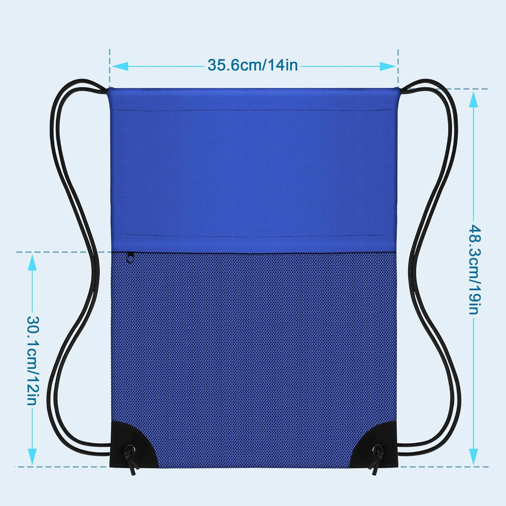 Skiennix Drawstring Backpack Gym Bag - Lightweight Cinch Sports Sackpack for Travel & Yoga, Blue