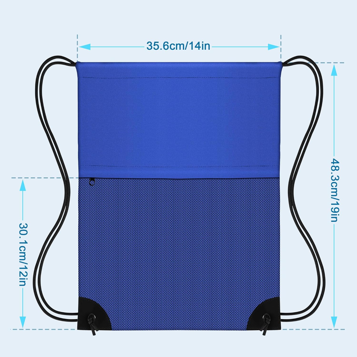 Skiennix Drawstring Backpack Gym Bag - Lightweight Cinch Sports Sackpack for Travel & Yoga, Blue