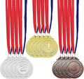 Winner 12-Piece Metal Award Medals Set - Gold, Silver, Bronze with Neck Ribbons | 2 Inches
