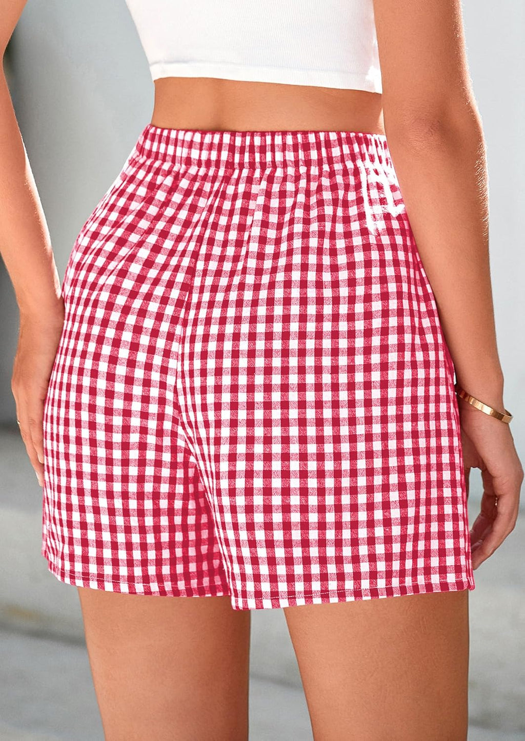 PrettyGarden Women's Pajama Shorts - Summer Gingham Lounge Sleepwear | Y2K Plaid Design