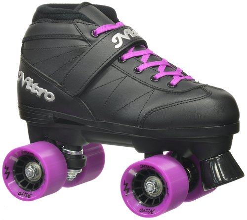 Epic Skates Super Nitro Purple Quad Speed Skates, Youth 5, Black/Purple