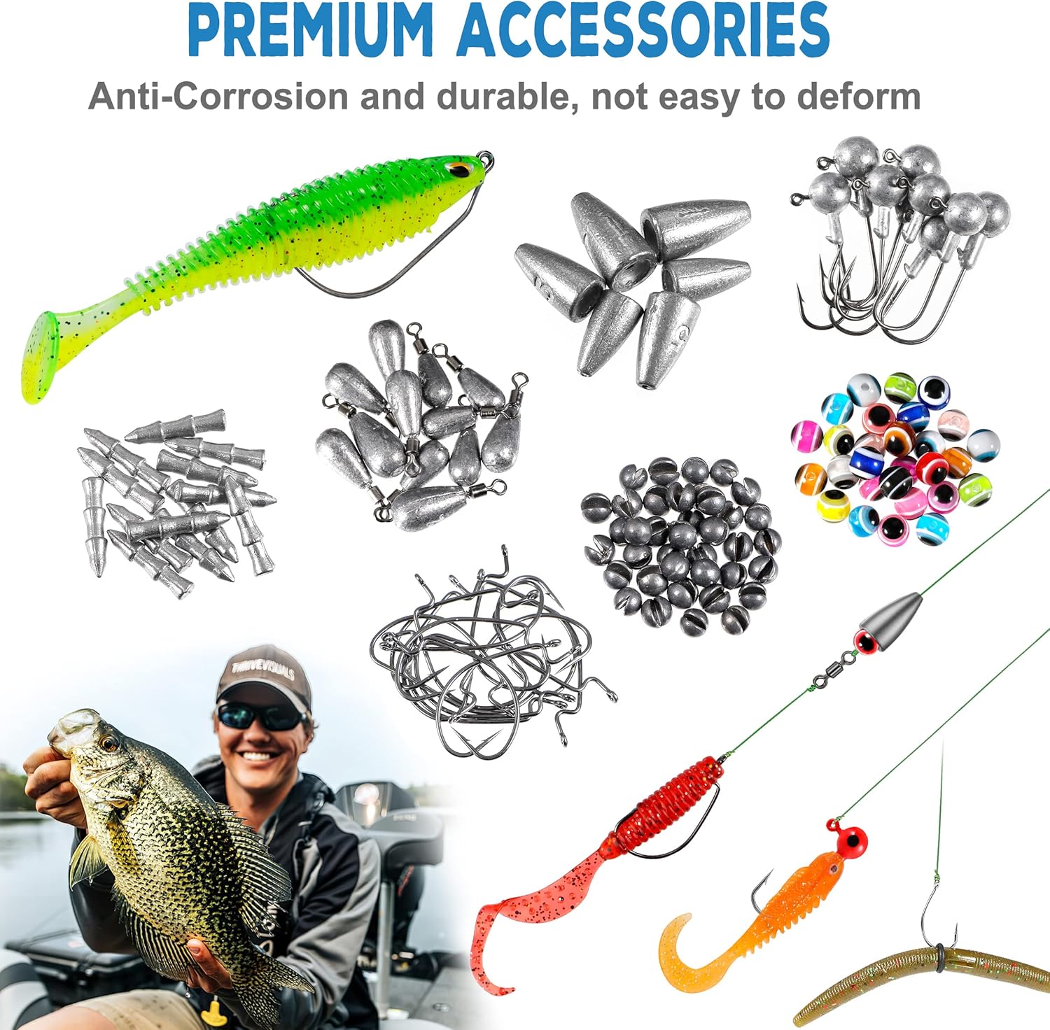 PLUSINNO Fishing Lures Tackle Box - Complete Fishing Accessories Kit for Bass & Trout, Saltwater & Freshwater