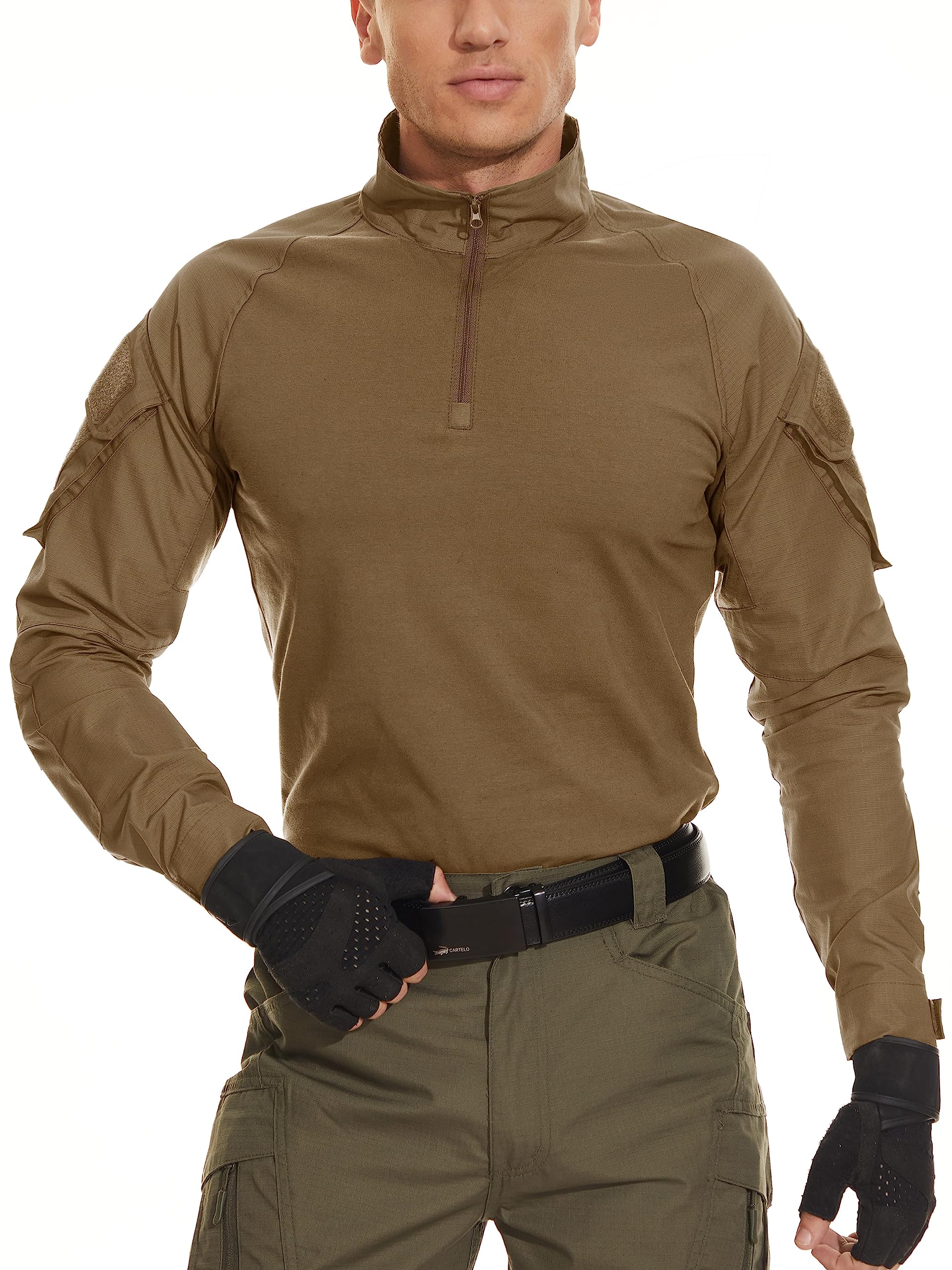 MAGCOMSEN Work Shirts for Men Long Sleeve Shirts Men Tactical Shirts for Men Fishing Shirts Hiking Shirts Mens Hunting Shirts Camping Shirts Brown