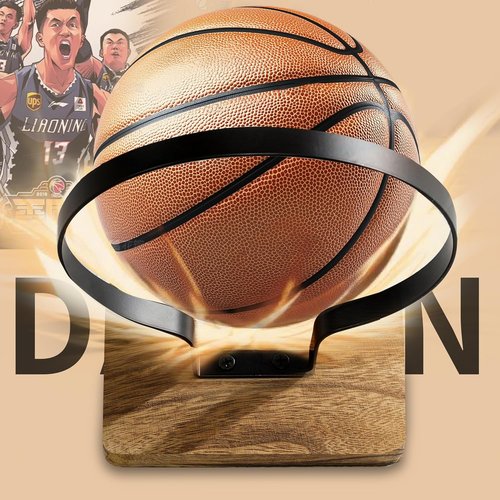 Basketball Holder Wall Mount - Wooden Base, 4-Piece Sports Ball Storage Rack for Football, Soccer & Rugby