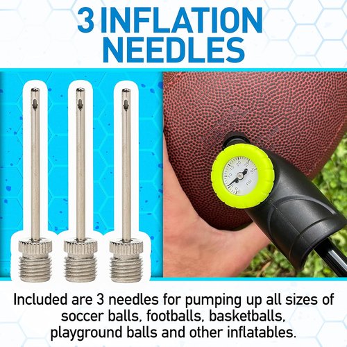 Franklin Sports Ball Pump - Hand Pump with Pressure Gauge for Soccer, Basketballs & More | Black